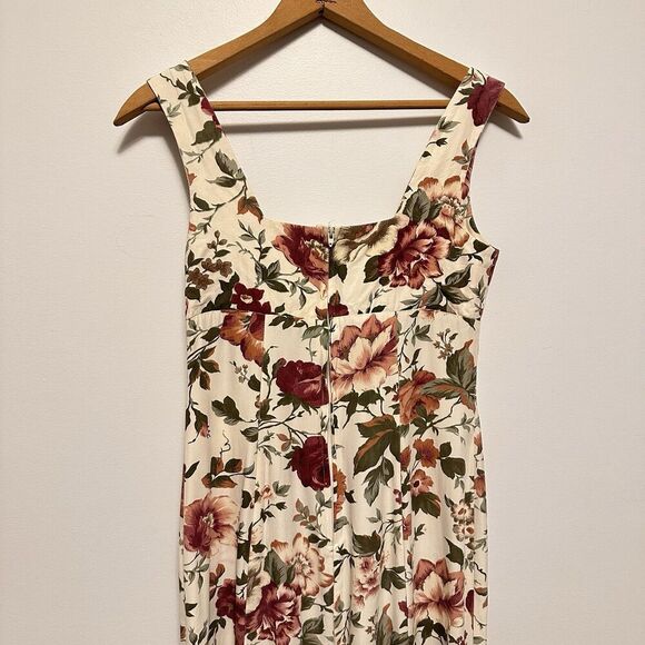 Vtg 90s Rabbit Jr Trumpet Midi Dress Floral Romantic Coquette Wedding Party Date - Picture 8 of 11